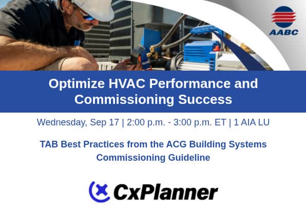 Picture for blog Webinar:  TAB Best Practices from the ACG Building Systems Commissioning Guideline