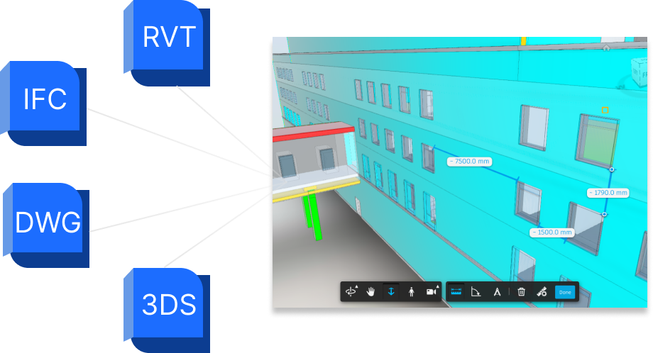 Viewing 3D Revit models in the browser including measurement.